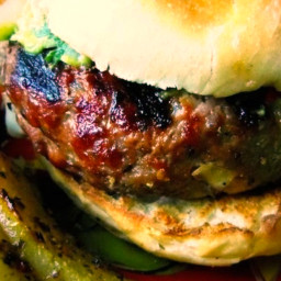 Grilled Burgers Stuffed with Chile Verde and Cheese
