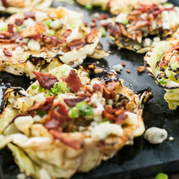 Grilled Cabbage Steaks With Bacon & Blue Cheese
