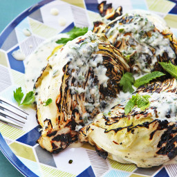 Grilled Cabbage With Yogurt and Mint