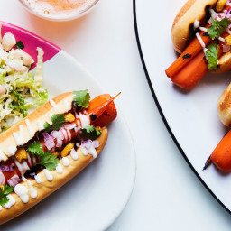 Grilled Carrot "Hot Dogs" with Tangy Slaw