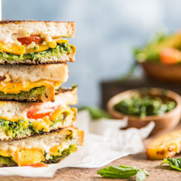 Grilled Cheese with Pesto and Arugula Nectarine Salad
