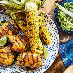 Grilled Chicken and Corn with Charred Scallion-Lime Butter
