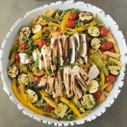 Grilled chicken and vegetable pasta