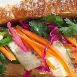 Grilled Chicken Banh-Mi with Pickled Vegetables and Sriracha Mayo