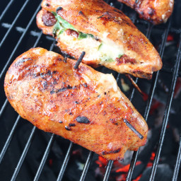 Grilled Chicken Breast Stuffed with Spinach, Cheese and Sundried Tomatoes