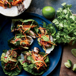 Grilled Chicken Lettuce Wraps with Pickled Watermelon Rind Slaw