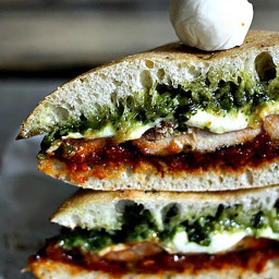 Grilled Chicken Melt with Sun-Dried Tomato Spread and Pesto
