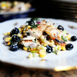 Grilled Chicken Salad with Feta, Fresh Corn, and Blueberries