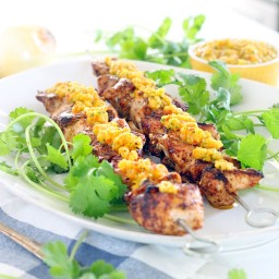Grilled Chicken Skewers with Sweet Pepper Relish