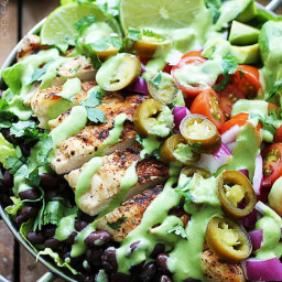 Grilled Chicken Taco Salads with Spicy Cilantro Lime Dressing