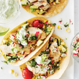 Grilled Chicken Tacos with Jalapeño Lime Crema