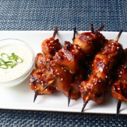 Grilled Chicken Teriyaki Skewers with Miso Ranch Recipe