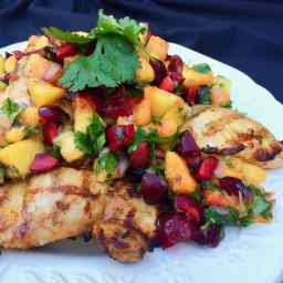 Grilled Chicken Thighs with Peach and Cherry Salsa