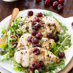 Grilled Chicken with a Warm Cherry Salad