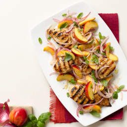 Grilled Chicken with Nectarine, Red Onion, and Basil Relish