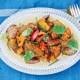 Grilled Chicken with Nectarines and Chanterelles