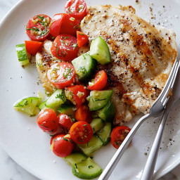 Grilled Chicken with Tomato-Cucumber Salad