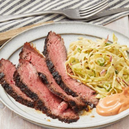 Grilled Chipotle Flank Steak with Blue Smoke Slaw