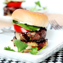 Grilled Cilantro Burger Sliders with Teriyaki and Pineapple
