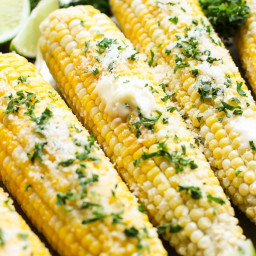 Grilled Corn on the Cob with Cheesy Herb Butter