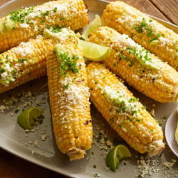 Grilled Corn on the Cob with Garlic Butter, Fresh Lime and Cotija Cheese