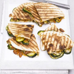 Grilled courgette, bean and cheese quesadilla