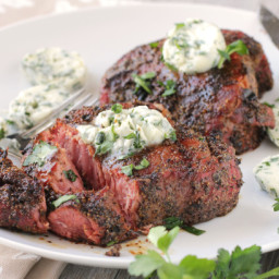 Grilled Crusted Steak With Lemon Butter