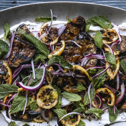 Grilled Eggplant and Lemons with Garlic Labneh