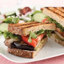 Grilled Eggplant and Portobello Sandwich