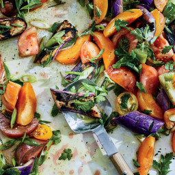 Grilled Eggplant, Apricot and Tomato Salad