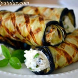 Grilled Eggplant Rolled with Ricotta and Basil