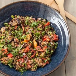 Grilled Eggplant Salad with Lentils and Tomatoes