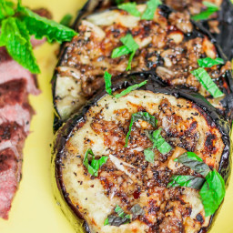 Grilled Eggplant with Garlic Sauce and Mint