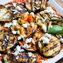 Grilled Eggplant with Romesco Sauce