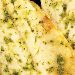 Grilled fish fillet with pesto sauce