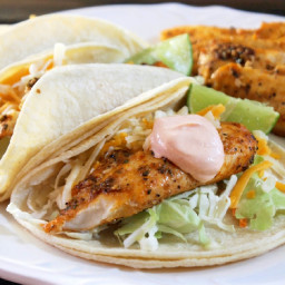 Grilled Fish Tacos with Sriracha Sour Cream