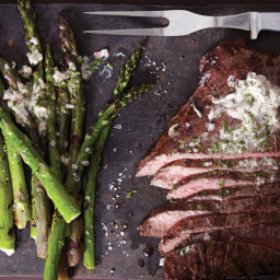 Grilled Flank Steak and Asparagus with Chimichurri Butter