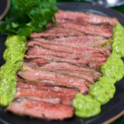 Grilled Flank Steak with Avocado Salsa Verde