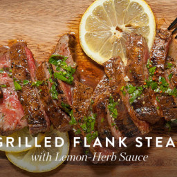 Grilled Flank Steak with Lemon-Herb Sauce