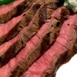 Grilled Flat Iron Steak with Blue Cheese-Chive Butter