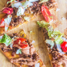 Grilled Flatbread Taco Pizza with Creamy Taco Sauce