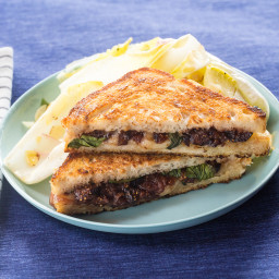 Grilled Fontina & Fig Jam Sandwiches with Endive, Basil & Almond Sa