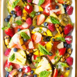 Grilled Fruit Salad with Creamy Lime Dressing