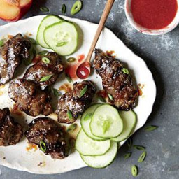 Grilled Ginger-Glazed Chicken Livers with Spicy Plum Sauce