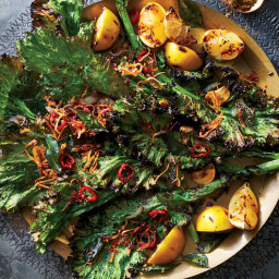 Grilled Greens with Popped Mustard Seeds and Ginger 