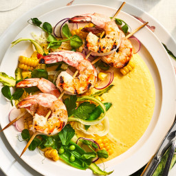 Grilled Gulf Shrimp with Sweet Corn Coulis