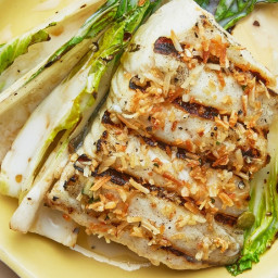 Grilled Halibut and Bok Choy with Coconut-Lime Dressing