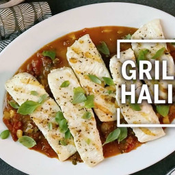 Grilled Halibut with Tomato and Caper Sauce Recipe