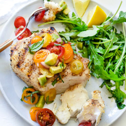 Grilled Halibut with Tomato Avocado Salsa
