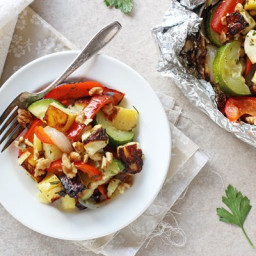 Grilled Halloumi and Summer Veggie Foil Packets